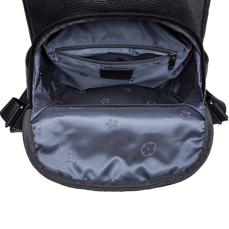 Durable Build Large Capacity Genuine Leather Backpack for Women - Stylish Black Convertible Shoulder Bag with Adjustable Straps, Anti-Theft Design & Unique Letter Print, Backpack Purse