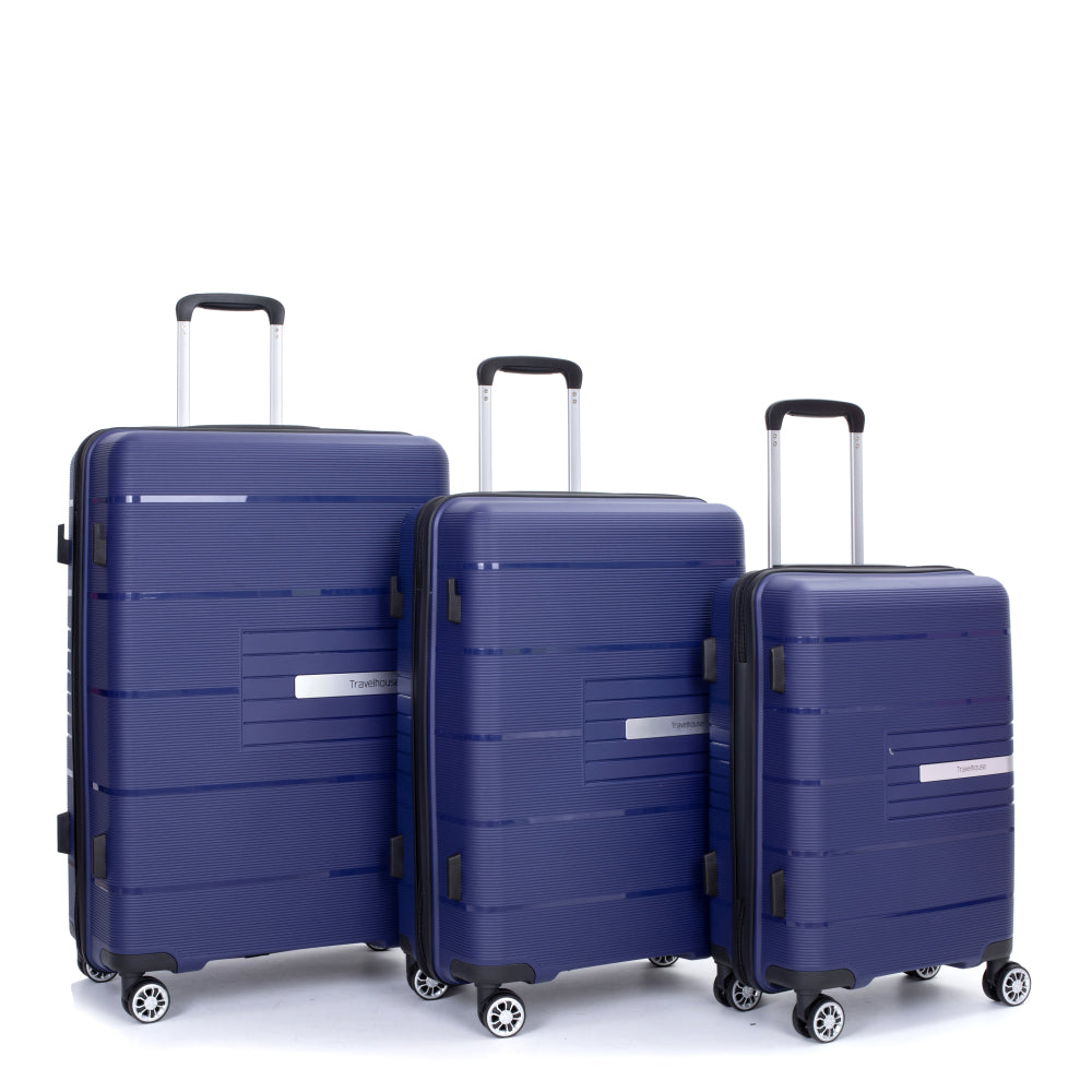 PP Luggage Set 3pcs Set Hardshell Suitcase Double Spinner Wheels PP Luggage Sets Lightweight Durable Suitcase with TSA Lock (20\u002F 24\u002F 28)