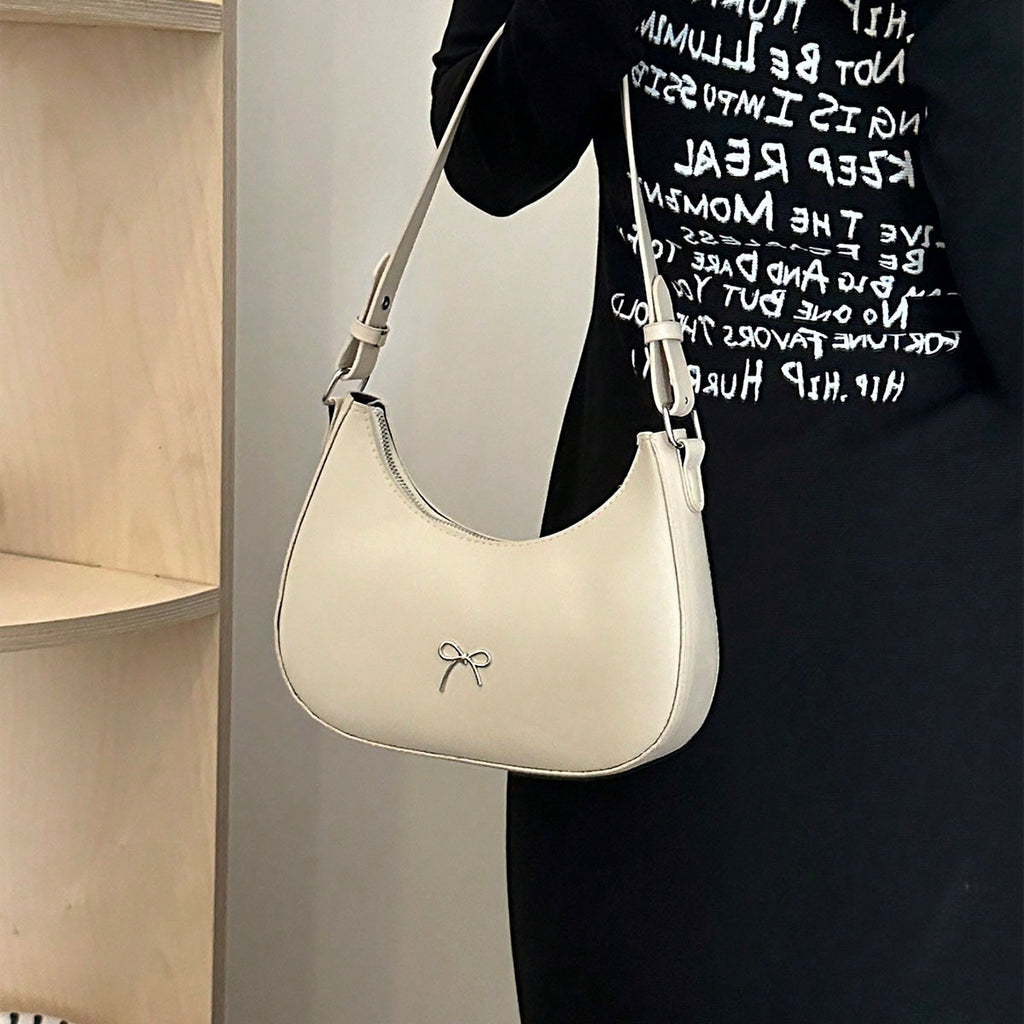 Stylish Shoulder Bag Stylish Black Women's Shoulder Bag | Sleek Crescent Design, Adjustable Strap, Metallic Accents, Perfect for Work, Casual Outings, and Holiday Gifts, Daily Shoulder Bag, Versatile Fashion
