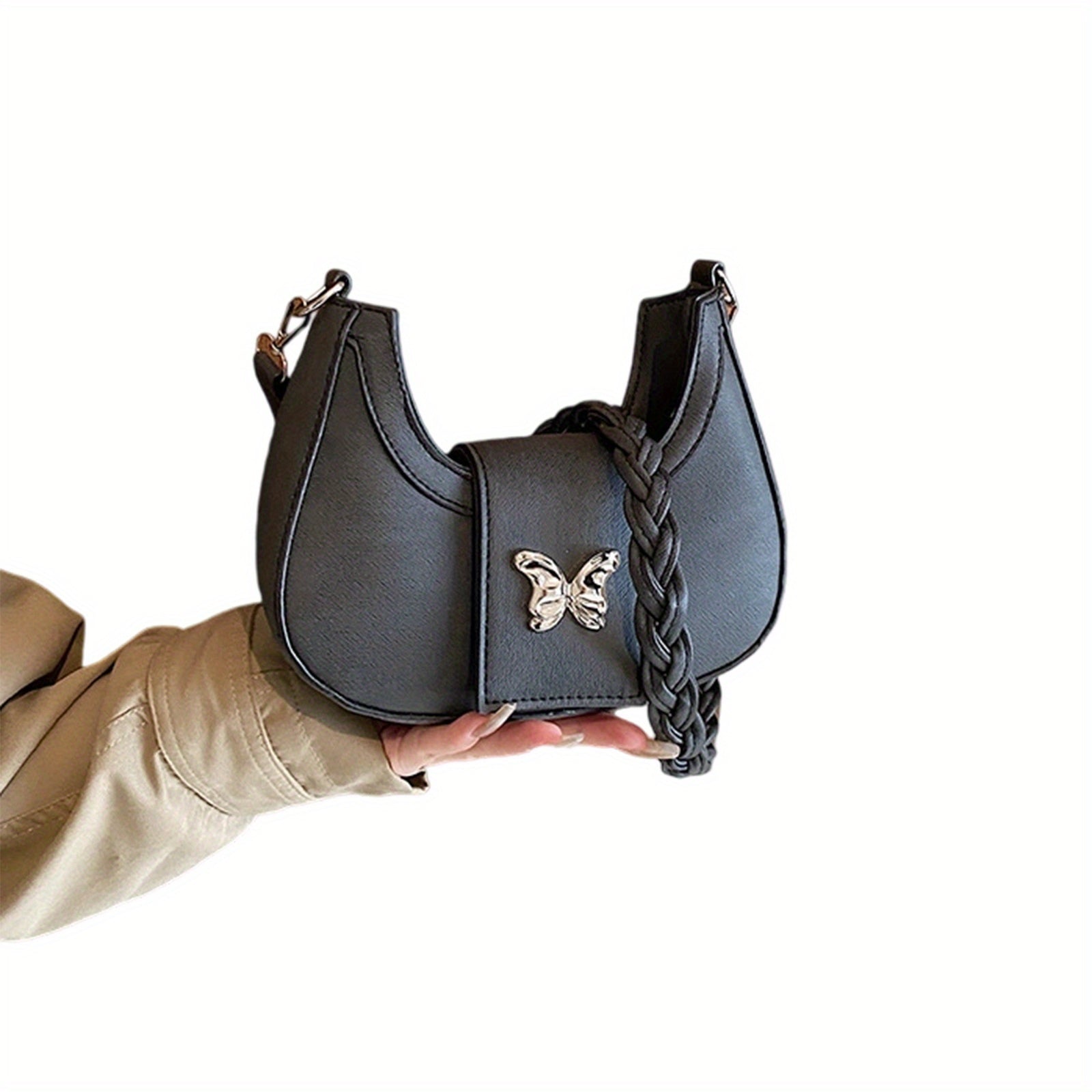 Butterfly Crescent Bags for Women Trendy Shoulder Purse Small Crossbody Bag for Office Travel Party