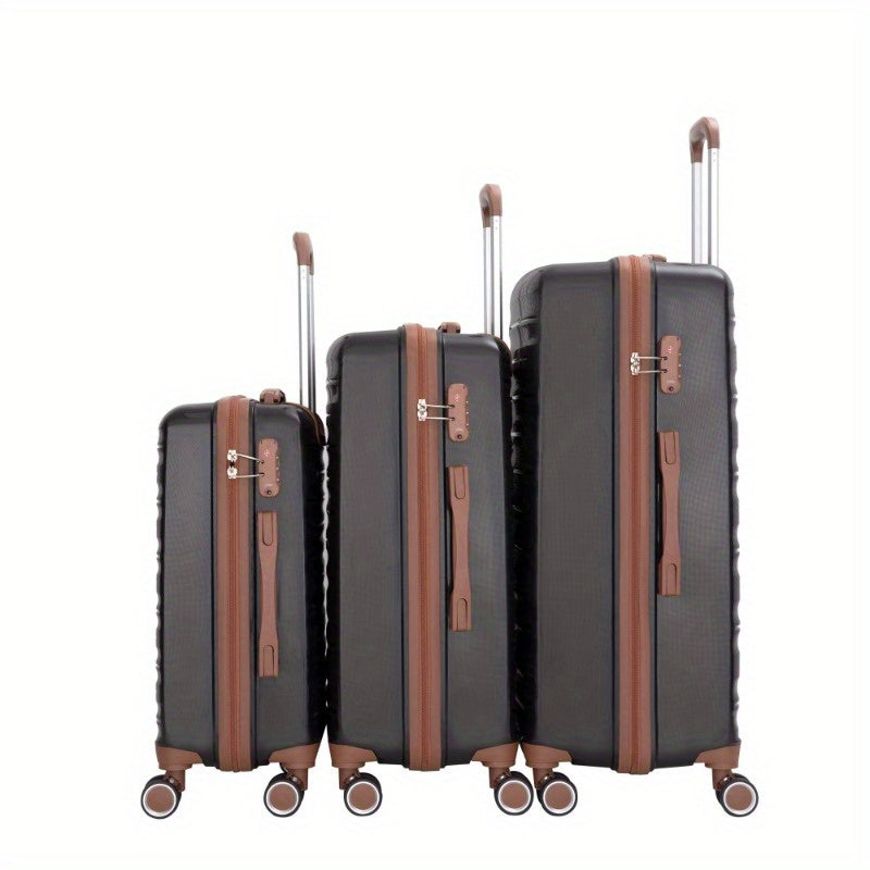 5pcs Set 202428 +a travel bag and a toiletry bag PP Hardshell Carry on Luggage Set with TSA Lock Carry On Suitcase Luggage Durable Suitcase Color BLACK