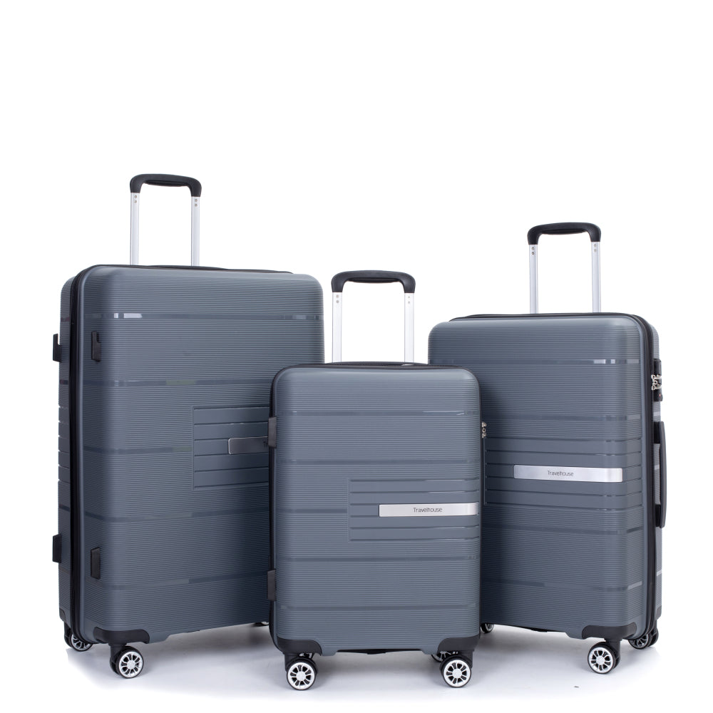 PP Luggage Set 3pcs Set Hardshell Suitcase Double Spinner Wheels PP Luggage Sets Lightweight Durable Suitcase with TSA Lock (20\u002F 24\u002F 28)