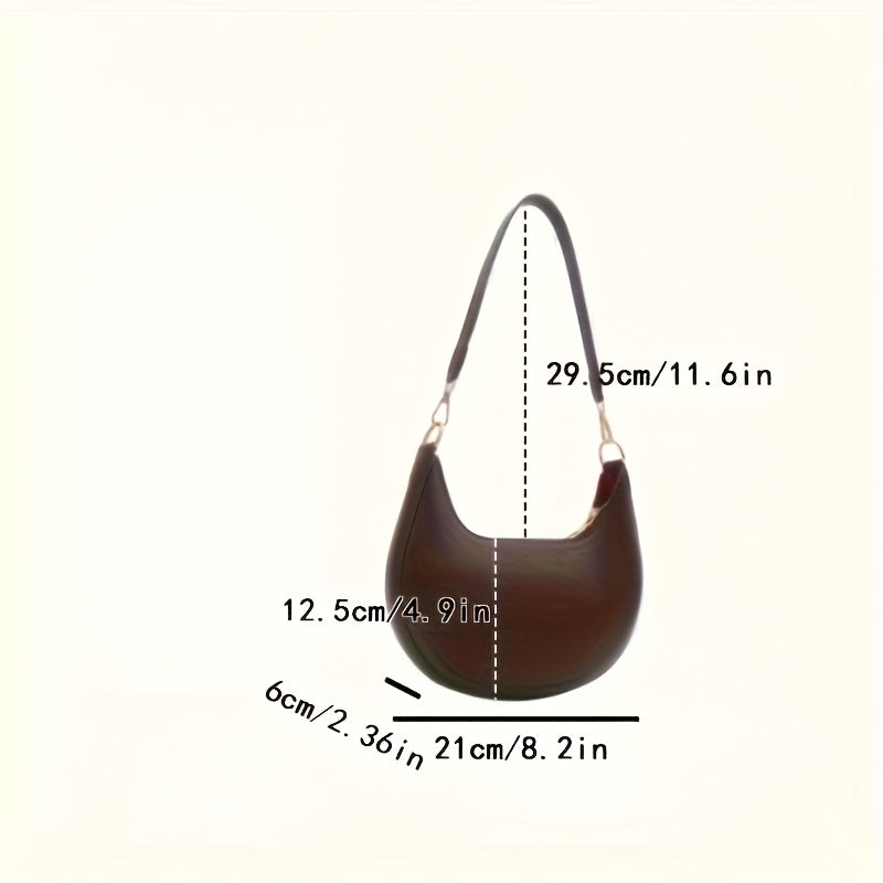 Women's Luxury Crescent-Shaped Evening Clutch - Adjustable Strap & Zipper Closure | Golden Hardware Handbag in 4 Colors (Brown\u002FWhite\u002FRed\u002FBlack) | 2025 Summer | Polyester Lining | Available in 4 Colors