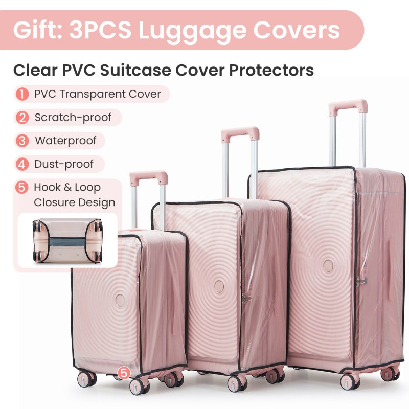 Luggage Sets 3pcs 20 24 28 Expandable Carry On Luggage with TSA Lock Airline Approved 100pcs Hard Shell and Lightweight Suitcase with Front Pocket and Spinner Wheels