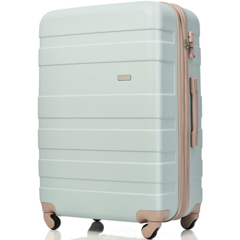 Luggage Sets New Model ABS Hardshell 3pcs Luggage Hardside Lightweight Durable Suitcase sets Spinner Wheels Suitcase with TSA Lock 20''24''28'' Grey Green