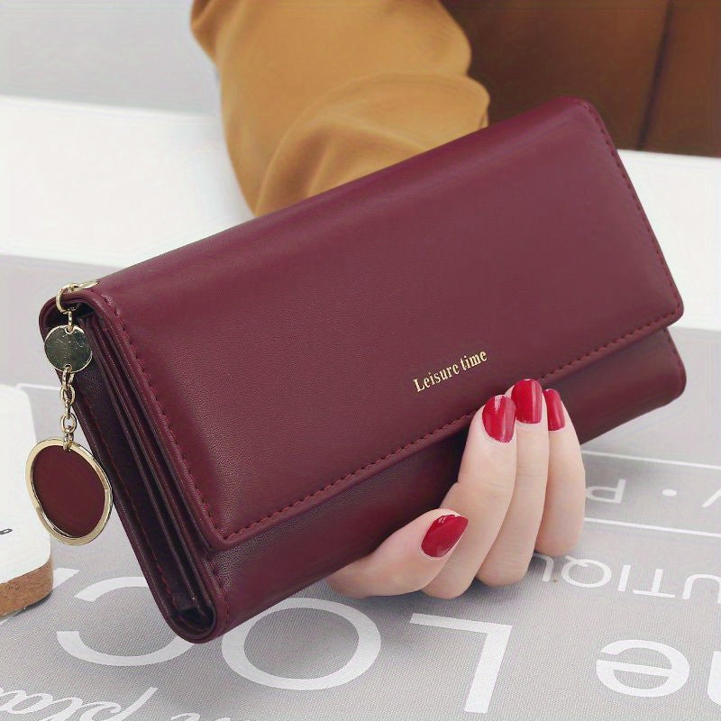 Large Capacity Simple Long Clutch Purse, Lightweight Casual Portable Storage Bag With Pendant Wallet