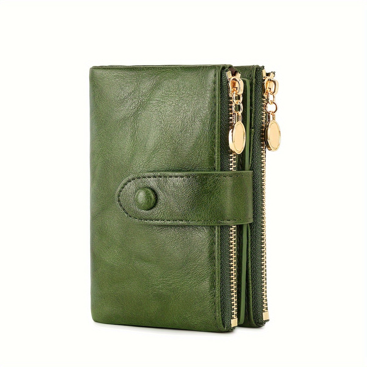 Three-Fold Retro Wallet with RFID Blocking, Multiple Card Slots, Button and Magnetic Snap Closures