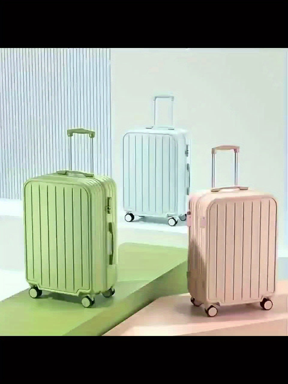 1pc\u002F2pcs Minimalist Solid Color Luggage Case Set, Hard Shell Zipper Trolley Case with Wheels And Square Small Makeup Handbag for Travel\u002FWork\u002FStudy Use