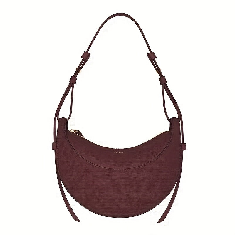2025 New Crescent Saddle Bag - Niche Design Women's Crossbody Bag with Adjustable Strap, Zipper Closure & Polyester Lining, Available in White\u002FBrown\u002FBlack, Suitable for Casual and Formal Occasions, Smooth Texture Handbag