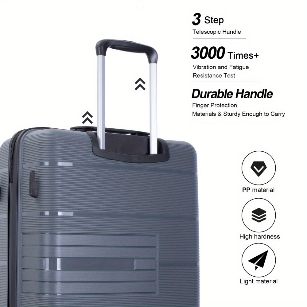 PP Luggage Set 3pcs Set Hardshell Suitcase Double Spinner Wheels PP Luggage Sets Lightweight Durable Suitcase with TSA Lock (20\u002F 24\u002F 28)