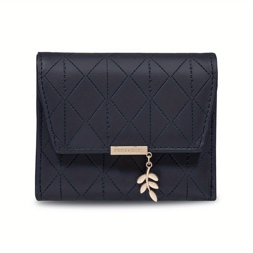 Compact Chic Argyle Trifold Wallet - Casual Snap-Closure with Coin Pocket, Durable Credit Card Holder