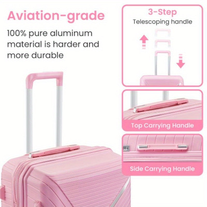 Luggage Sets 4 Pie14202428, Expandable Lightweight Suitcase with 4 Double 360 Degrees Mute Spinner Wheels PP Materials Durable TSA Lock Travel Luggage