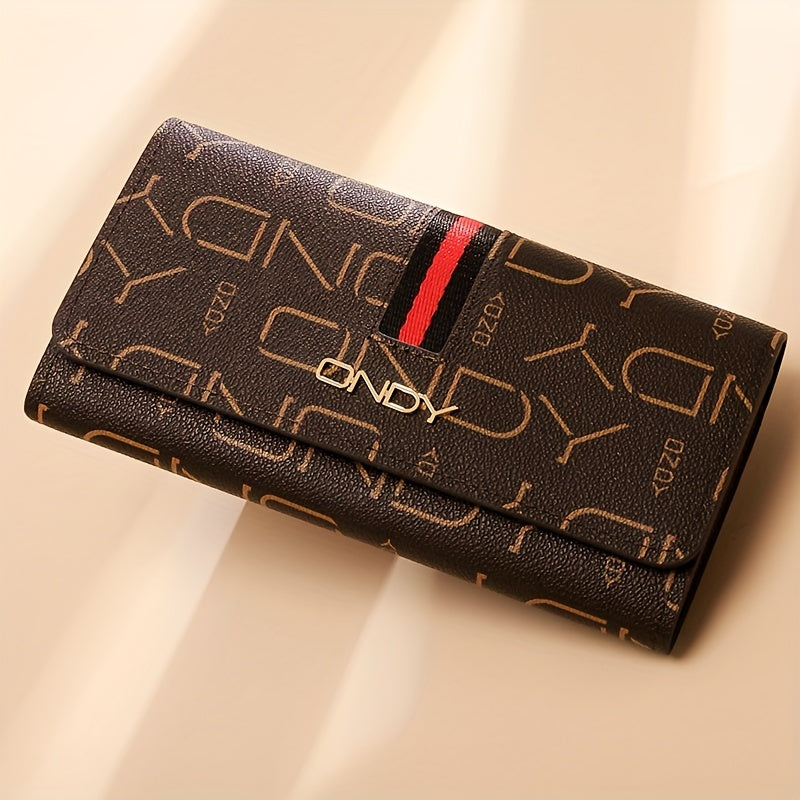 ONDY Original Fashion Women'S Long Wallet, Classic Coffee Can Hold Mobile Phone Large Capacity Portable Handheld Coin Wallet, Suitable for Four Seasons Flip-Top Small Bag for Office Workers
