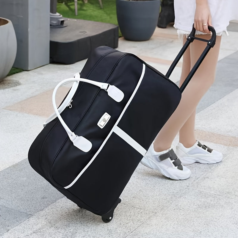 Large Unisex Suitcase Large Capacity Unisex Carry-On Suitcase | Telescopic Handle, 4 Spinner Wheels, Durable Oxford Fabric | Purple\u002FBlue\u002FBlack, Dual-Sided Logo Design, for Short Trips & Business Travel