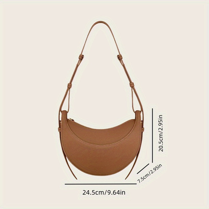 Unisex -2025 Niche Design Shoulder Crossbody Bag Women'S Crocodile Pattern Crescent Moon Bag Genuine Leather Underarm Bag Saddle Bag