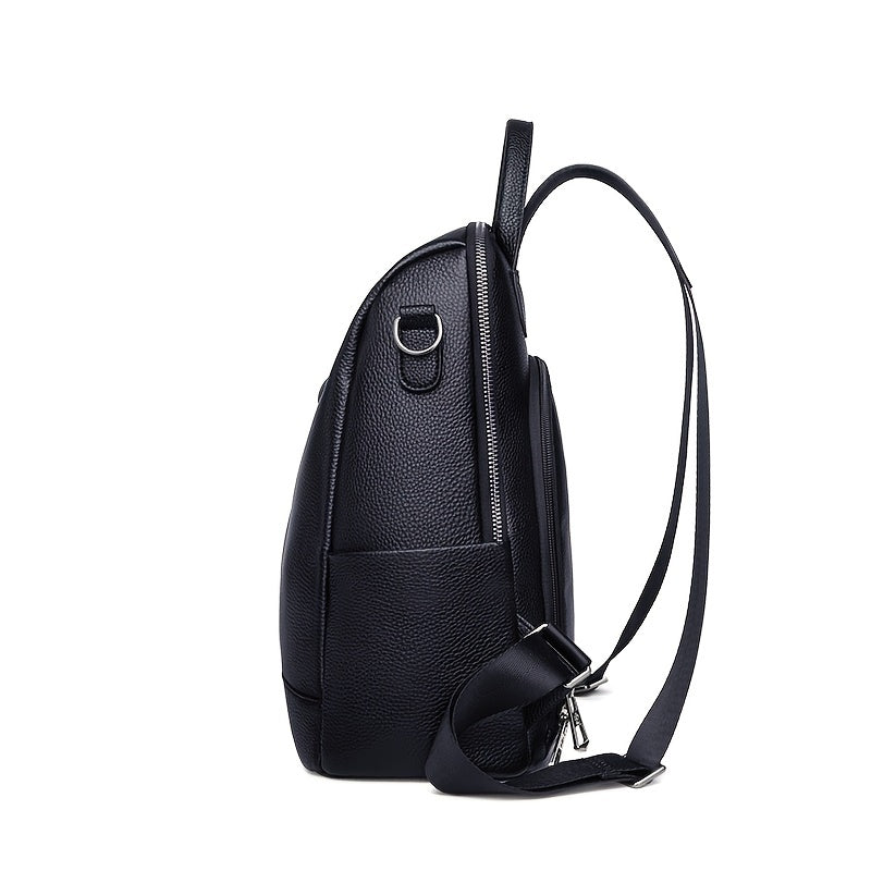 Juelzhen Genuine Leather Double Shoulder Bag Women's Trendy Fashionable Versatile Cowhide 2Genuine Leather Ladies Korean Version Soft Genuine Leather 2025 New Anti-theft Backpack Suitable for School Opening