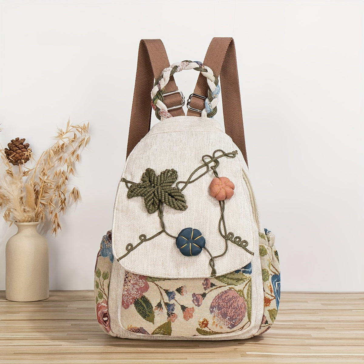 Multi Functional Bohemian Ethnic Style Backpack, Can Be Used As A Shoulder Bag, Chest Bag, Or Single Shoulder Bag