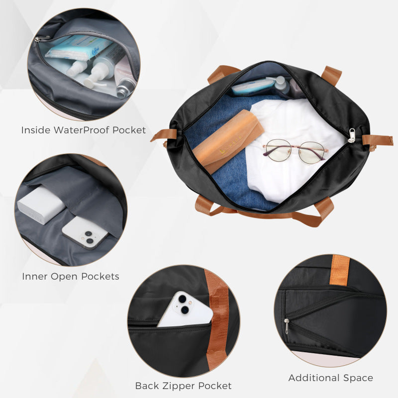 Luggage Sets 4pcs 20inch with USB Port Expandable ABS Durable Suitcase with Travel Bag Cup Holder ABS Hard Shell Luggage with Spinner Wheels black and brown