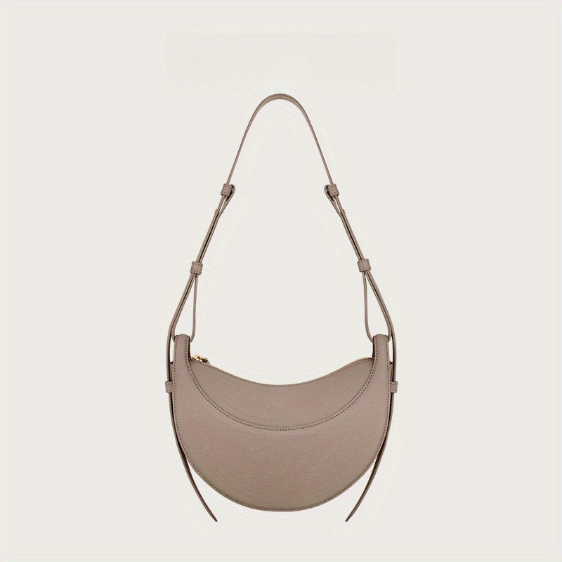 Unisex -2025 Niche Design Shoulder Crossbody Bag Women'S Crocodile Pattern Crescent Moon Bag Genuine Leather Underarm Bag Saddle Bag