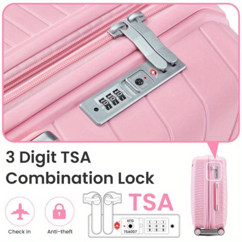 Luggage Sets 4 Pie14202428, Expandable Lightweight Suitcase with 4 Double 360 Degrees Mute Spinner Wheels PP Materials Durable TSA Lock Travel Luggage