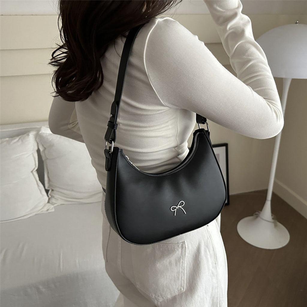 Stylish Shoulder Bag Stylish Black Women's Shoulder Bag | Sleek Crescent Design, Adjustable Strap, Metallic Accents, Perfect for Work, Casual Outings, and Holiday Gifts, Daily Shoulder Bag, Versatile Fashion