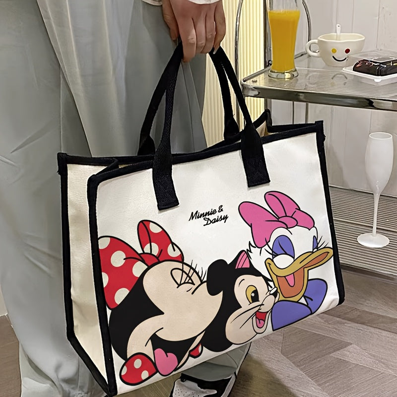 large capacity canvas bag Women's casual fashion Mickey single shoulder shopping bag Travel commuter Tote bag
