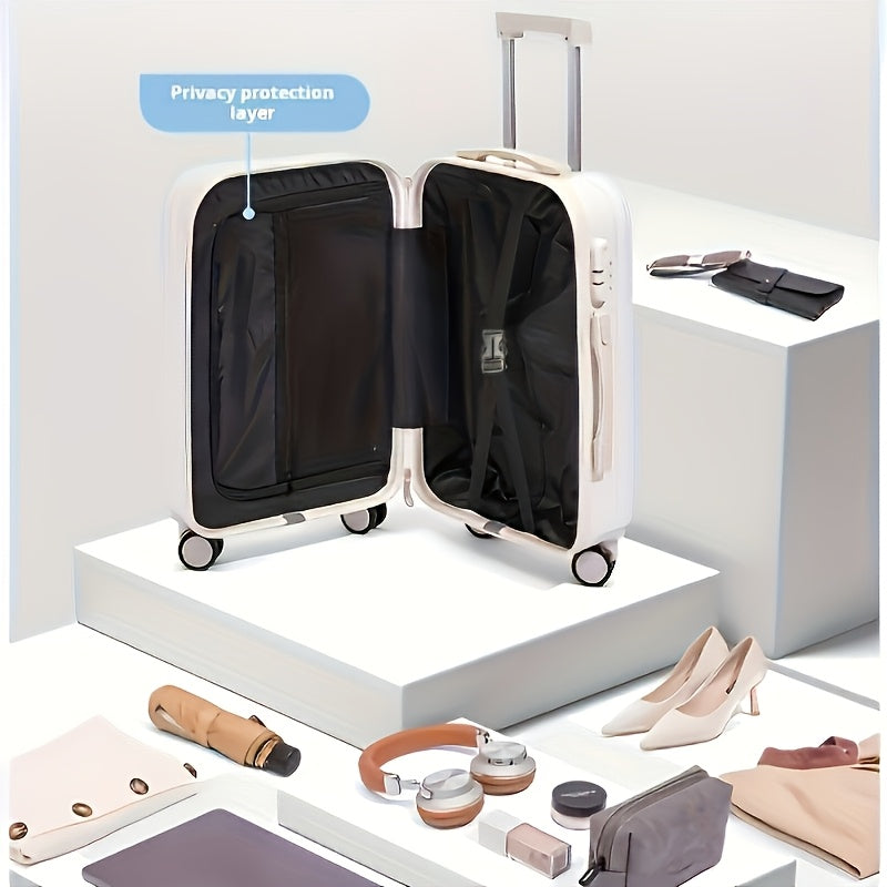 1pc\u002F2pcs Minimalist Solid Color Luggage Case Set, Hard Shell Zipper Trolley Case with Wheels And Square Small Makeup Handbag for Travel\u002FWork\u002FStudy Use
