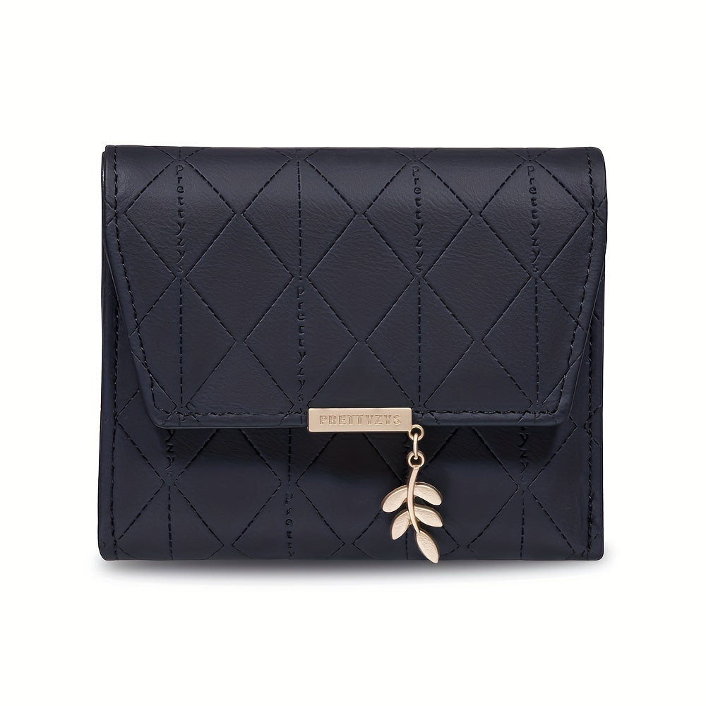 Compact Chic Argyle Trifold Wallet - Casual Snap-Closure with Coin Pocket, Durable Credit Card Holder