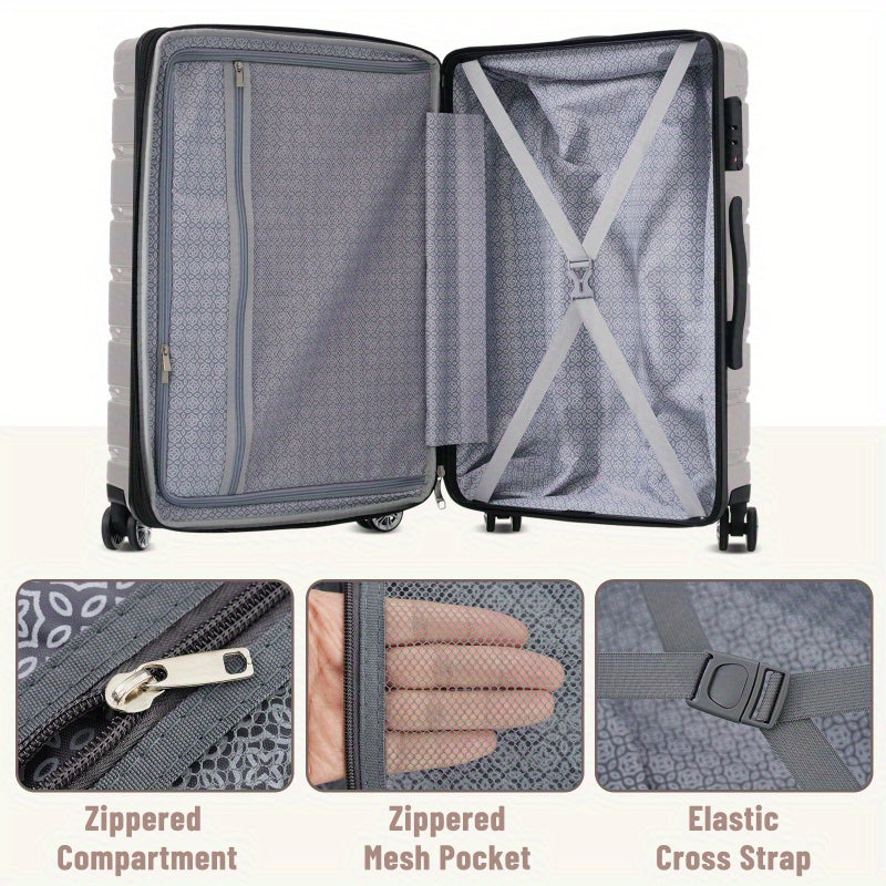 Hardshell Luggage Set 3pcs Durable ABS+PC Travel Suitcase with Spinner Wheels for Men Women 20\u002F24\u002F28 Inch