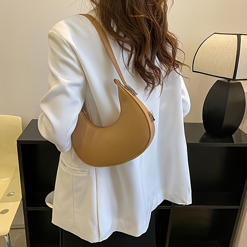 Chic French-Inspired Women'S Crossbody Bag - Stylish Underarm Wallet with Zipper, Available in Khaki, Light Brown, White, Black | Modern Minimalist Design | Compact & Secure Zipper Closure