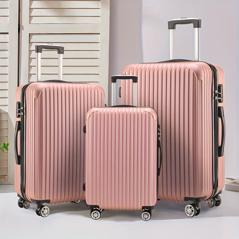 3pcs Set of Simple and Stylish 20-Inch, 24-Inch, 28-Inch Essential Travel Suitcases for Family