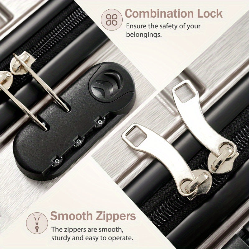 Hardshell Luggage Set 3pcs Durable ABS+PC Travel Suitcase with Spinner Wheels for Men Women 20\u002F24\u002F28 Inch