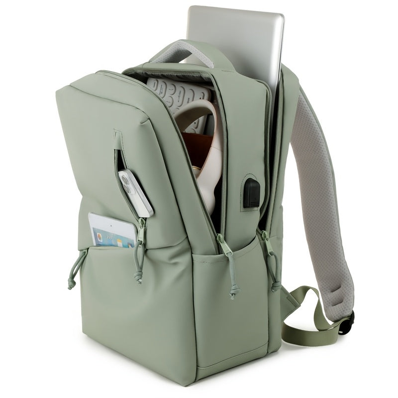 Fashionable Women'S Casual Backpack, Large Capacity Laptop Backpack, Simple Solid Color Backpack, Suitable for Commuting, School, Travel, Etc