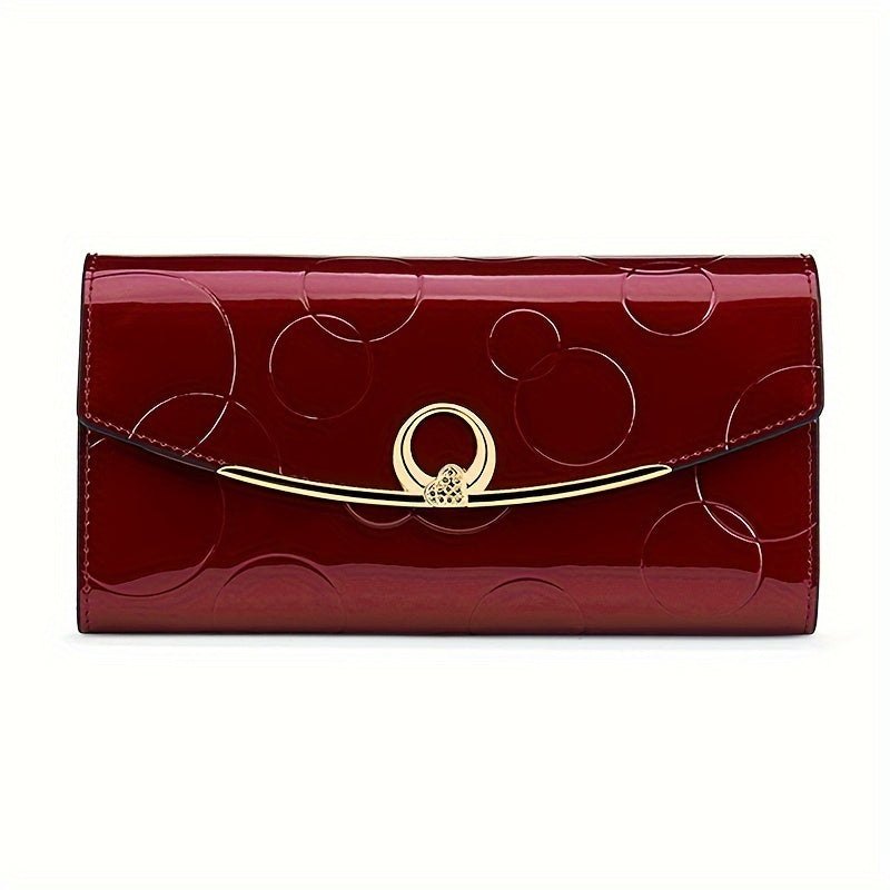 Classic RFID Genuine Leather Wallet for Women - Trifold Snap Closure Handbag with Zip Pocket, Polyester Lined - Luxury Designer Wallet with Cell Phone Pocket from Guangzhou