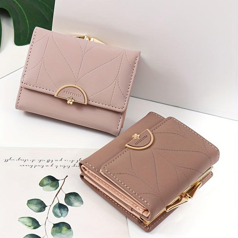 Mint Green Wallet Compact Trifold Mint Green Women's Wallet | Golden-Toned Clasp, Zippered Coin Purse, Floral Print, Multi-Function Card Holder