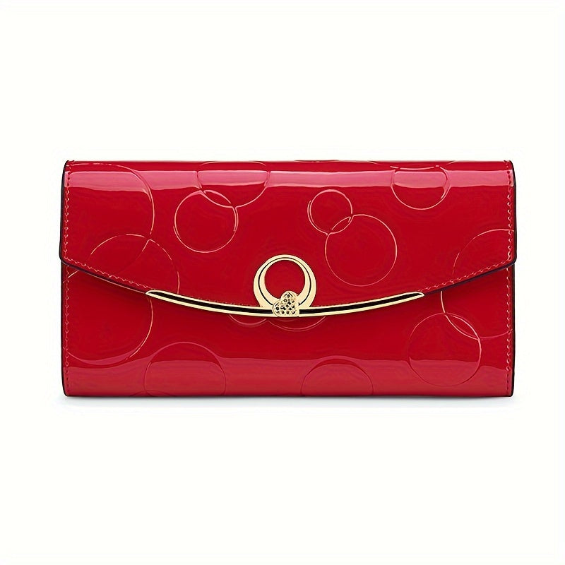 Classic RFID Genuine Leather Wallet for Women - Trifold Snap Closure Handbag with Zip Pocket, Polyester Lined - Luxury Designer Wallet with Cell Phone Pocket from Guangzhou