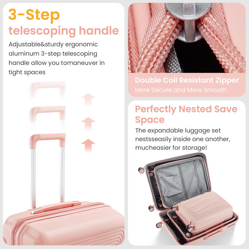 Luggage 4pcs Sets 14 20 24 28 Hard Shell Lightweight TSA Lock Carry on Expandable Suitcase with Spinner Wheels Travel Set for Men Women