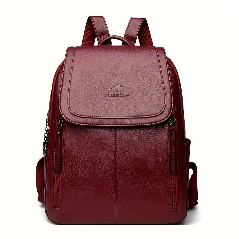 Summer Backpack Brown DENGLIDAISHU Women's Summer Casual Backpack | Large Capacity Adjustable Strap, Synthetic Faux Leather with Zipper Closure, Polyester Lining, Perfect for Travel & Everyday Use