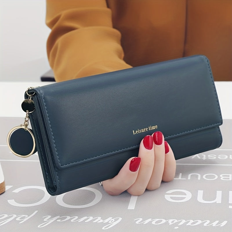 Large Capacity Simple Long Clutch Purse, Lightweight Casual Portable Storage Bag With Pendant Wallet