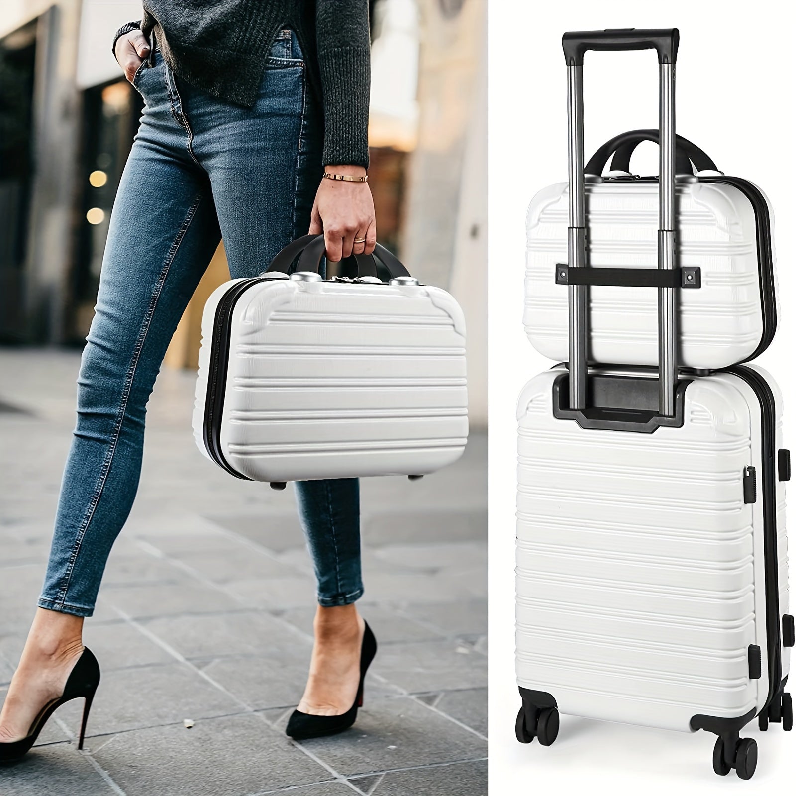 TSA Lock 2pcs Sports Style Luggage Set - 20in Hard Shell Suitcase with TSA Lock, ABS+PC Material, Iron Pull Handle - Luggage for Travel