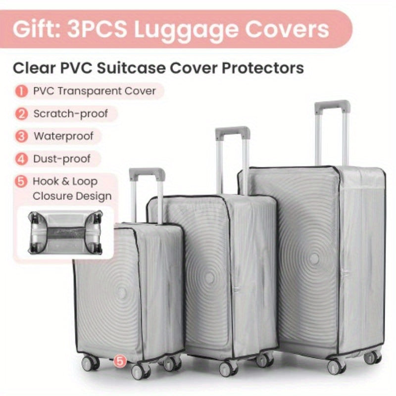 Luggage Sets 3 Pie202428, Expandable Carry On Luggage with TSA Lock Airline Approved, 100pcs Hard Shell and Lightweight Suitcase with Front Pocket and Spinner Wheels