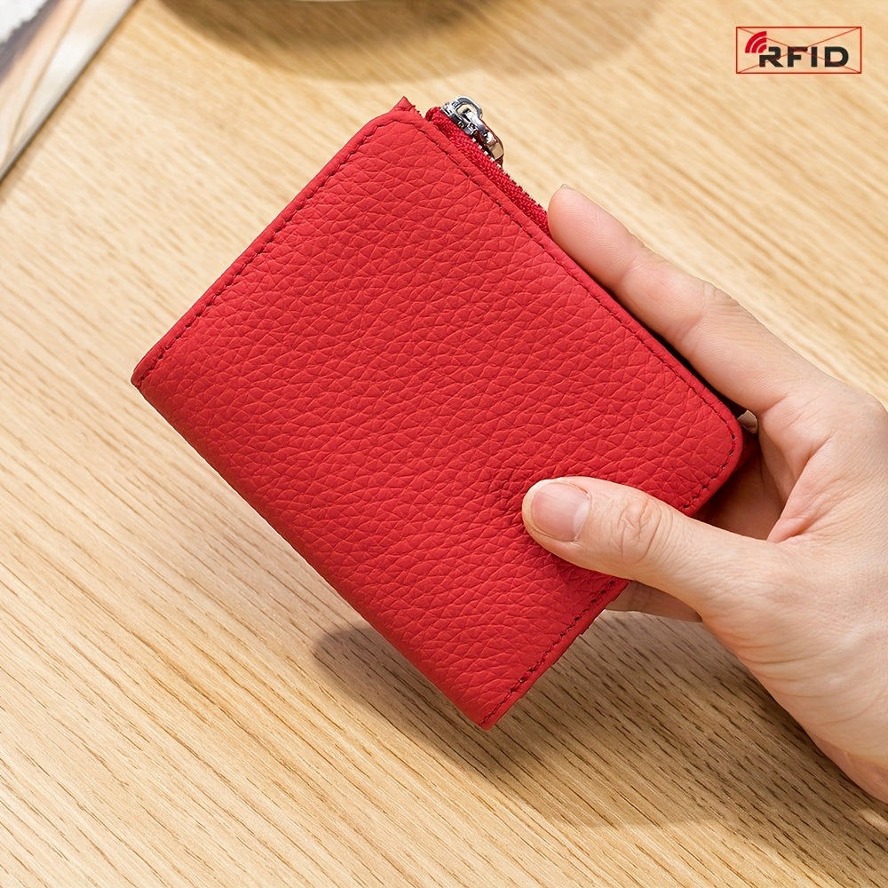 RFID Simple Folding Women'S Wallet, Japanese Ultra-Thin Women'S Credit Card Bag, Short Large-Capacity Coin Purse, Valentine'S Day Gift, Easy to Carry, a Must-Have When Going Out