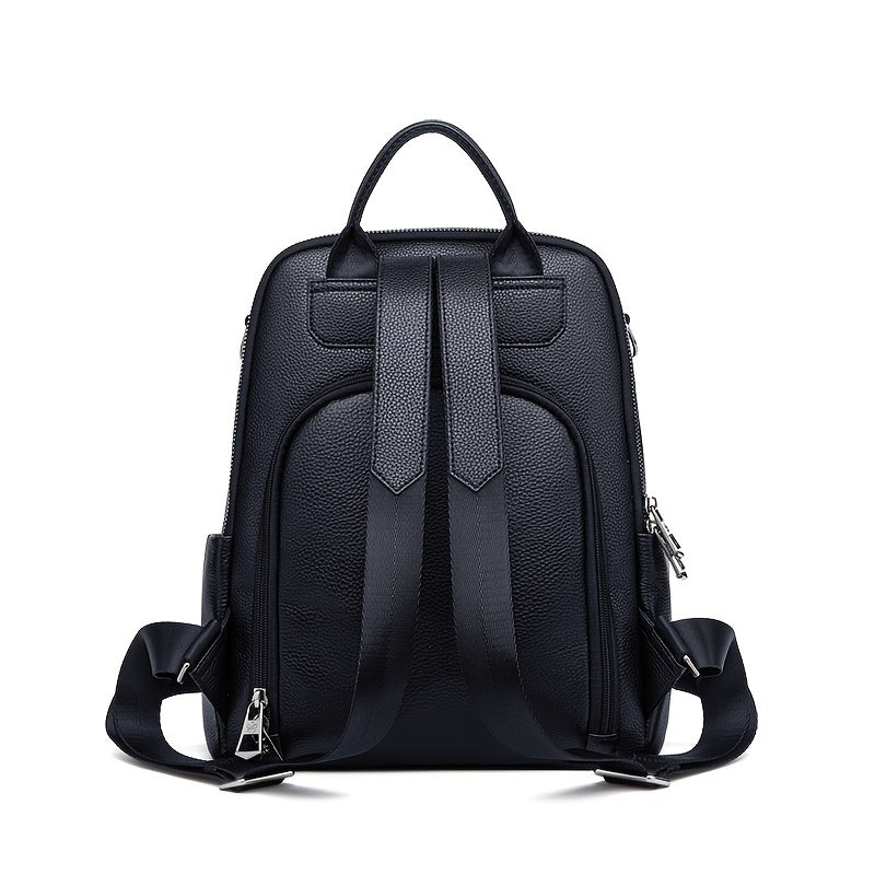 Juelzhen Genuine Leather Double Shoulder Bag Women's Trendy Fashionable Versatile Cowhide 2Genuine Leather Ladies Korean Version Soft Genuine Leather 2025 New Anti-theft Backpack Suitable for School Opening