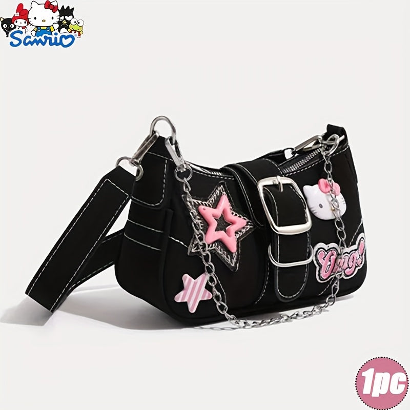 1pc Sanrio Hello Kitty Fashion Synthetic Synthetic Leather Crescent Underarm Bag - Lightweight and Compact, Cartoon Anime Pattern Printing Design, Belt Buckle Design, Anti-theft and Anti-theft, Perfect Birthday Gift, Wallet