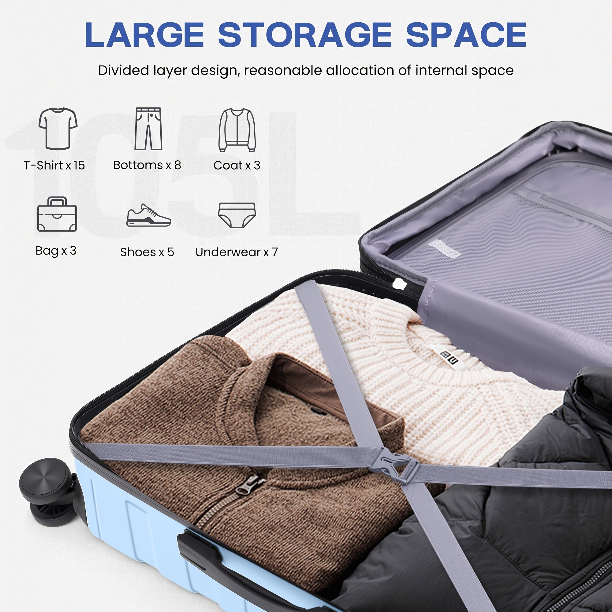 20In Carry-On Luggage Set with 14 In Cosmetic Case, Lightweight ABS+PC Hardshell Suitcase, Expandable Design, TSA Lock and 4 Silent Spinner Wheels for Smooth Travel, Scratch-Resistant, for Business Trips, Weekend Getaways, Checked-Free Convenience