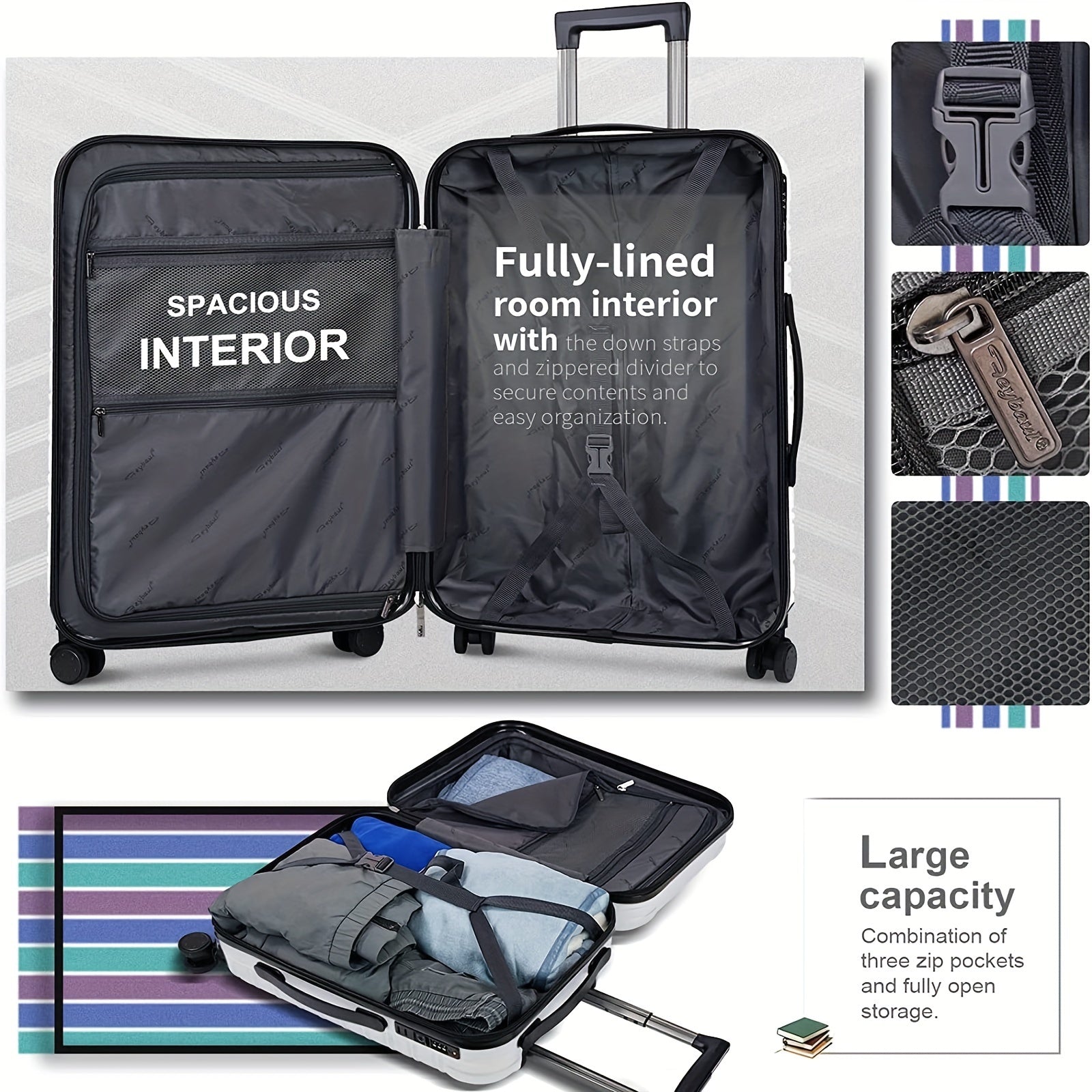 TSA Lock 2pcs Sports Style Luggage Set - 20in Hard Shell Suitcase with TSA Lock, ABS+PC Material, Iron Pull Handle - Luggage for Travel