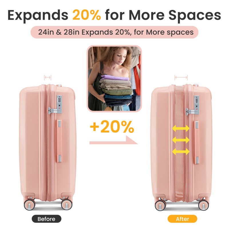 Luggage 4pcs Sets 14 20 24 28 Hard Shell Lightweight TSA Lock Carry on Expandable Suitcase with Spinner Wheels Travel Set for Men Women