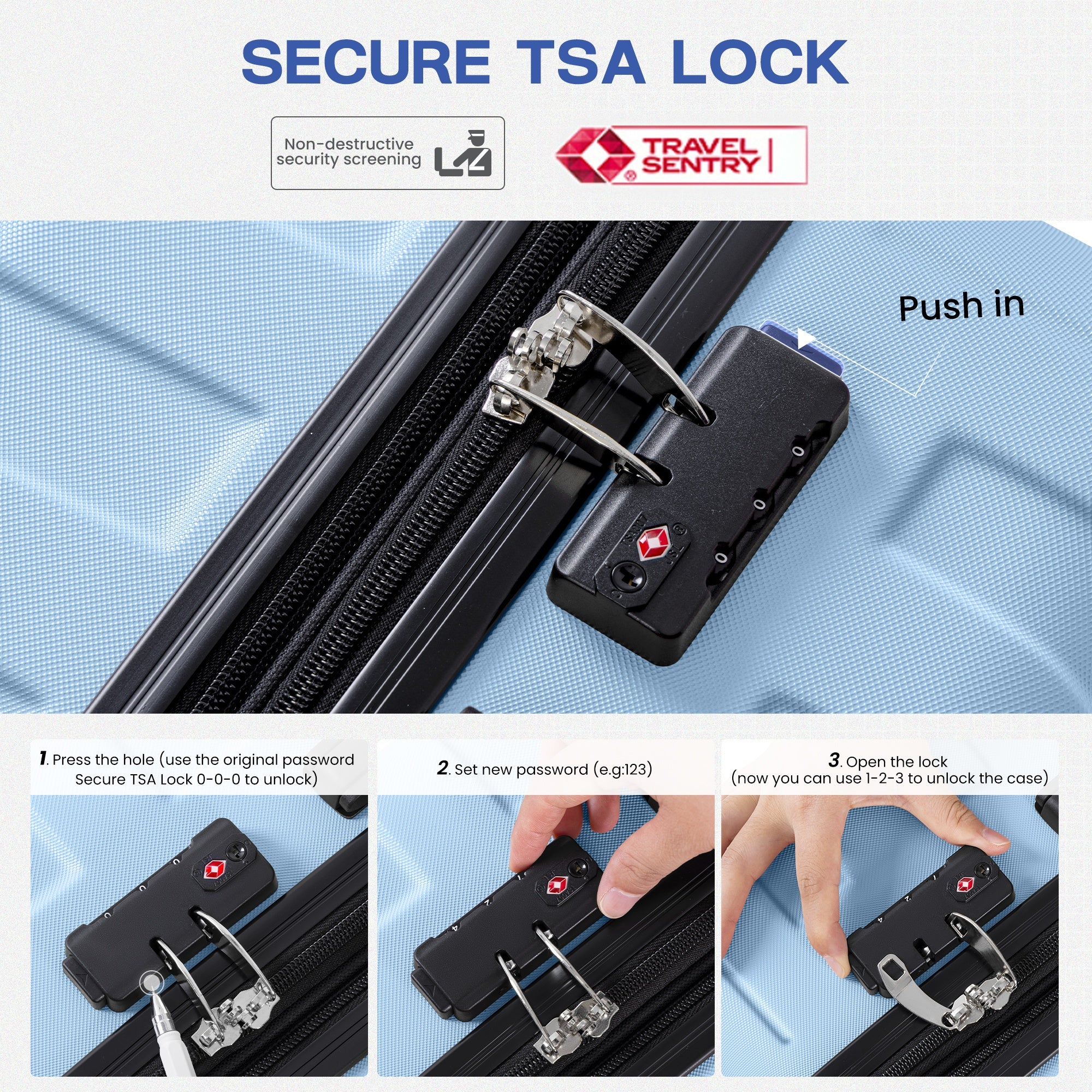 20In Carry-On Luggage Set with 14 In Cosmetic Case, Lightweight ABS+PC Hardshell Suitcase, Expandable Design, TSA Lock and 4 Silent Spinner Wheels for Smooth Travel, Scratch-Resistant, for Business Trips, Weekend Getaways, Checked-Free Convenience