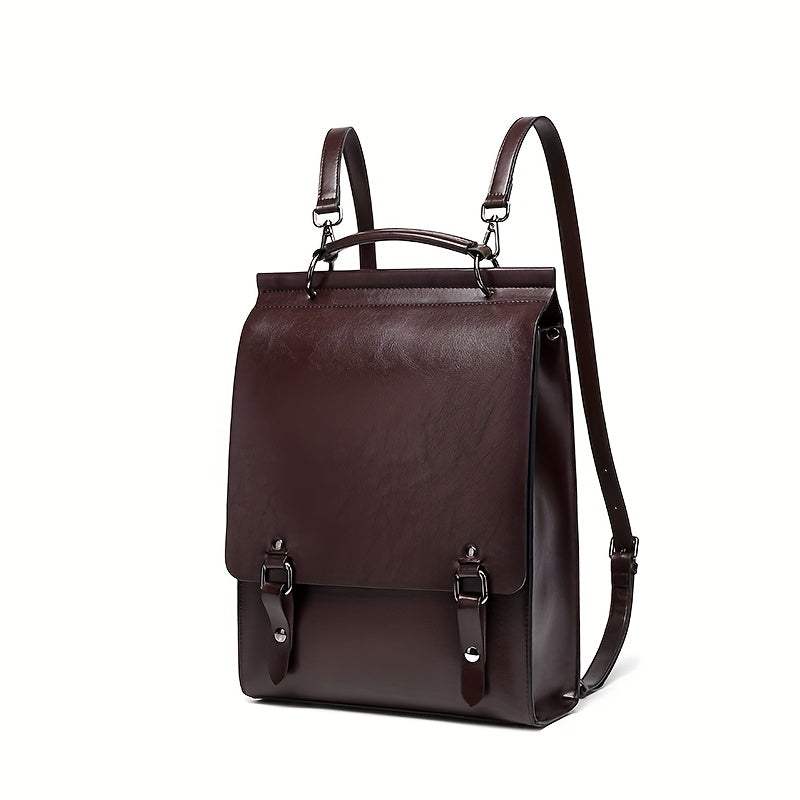 Women'S Genuine Leather Backpack - Large Capacity, Removable Shoulder Strap, Zipper Closure, Retro Preppy Style, Coffee Brown, Ideal for & Commuting, Casual Backpack | Retro Preppy Style | Genuine Leather Bag