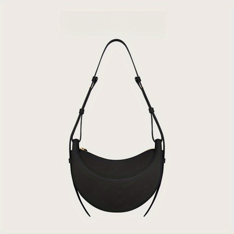 Unisex -2025 Niche Design Shoulder Crossbody Bag Women'S Crocodile Pattern Crescent Moon Bag Genuine Leather Underarm Bag Saddle Bag